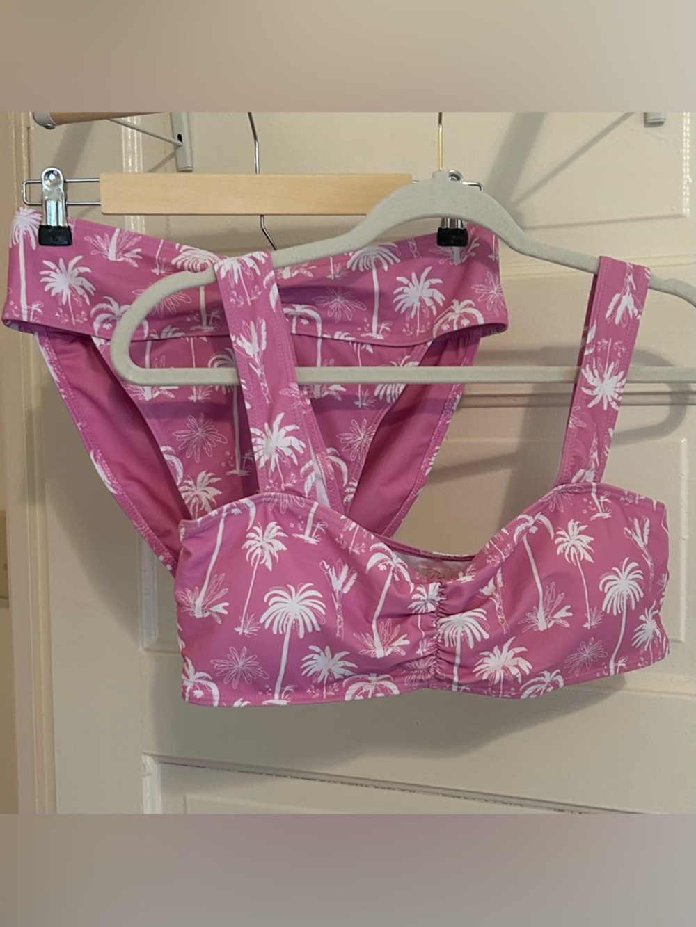 NWT Pink Lilly Palm Tree Print Bikini Top and Bottom